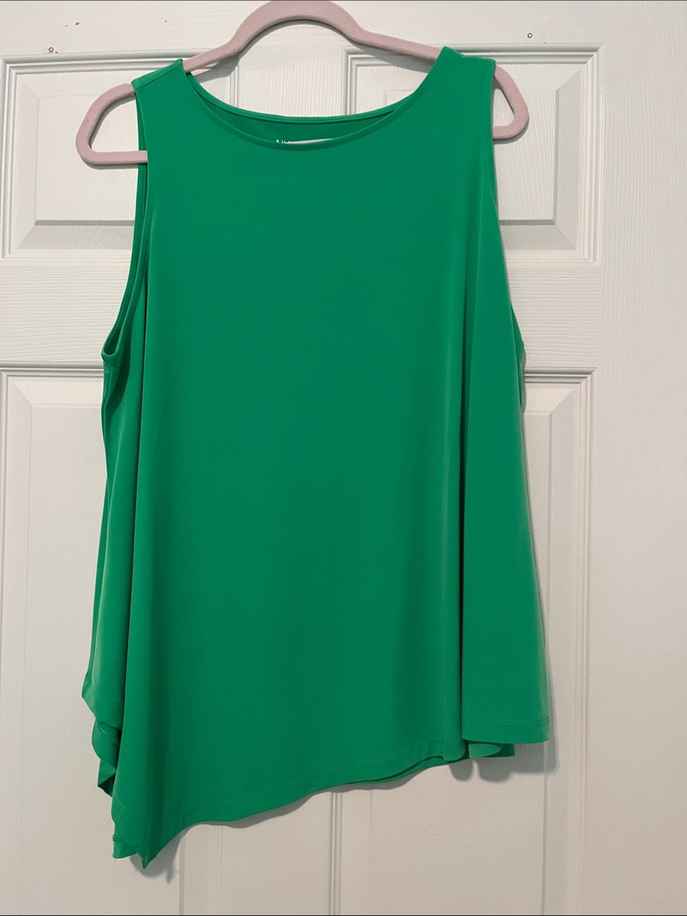 Susan Graver Sleeveless Asymmetrical Liquid Knit Tunic in Bright Green